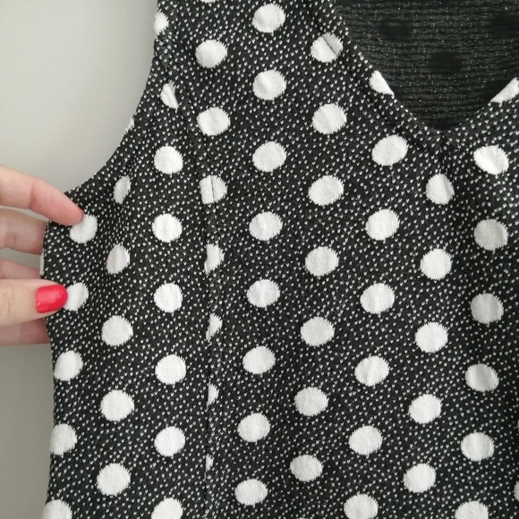 Anthropologie Maeve Polka Dot Jacquard V-Neck Tank Blouse in Black White XS - Picture 7 of 16